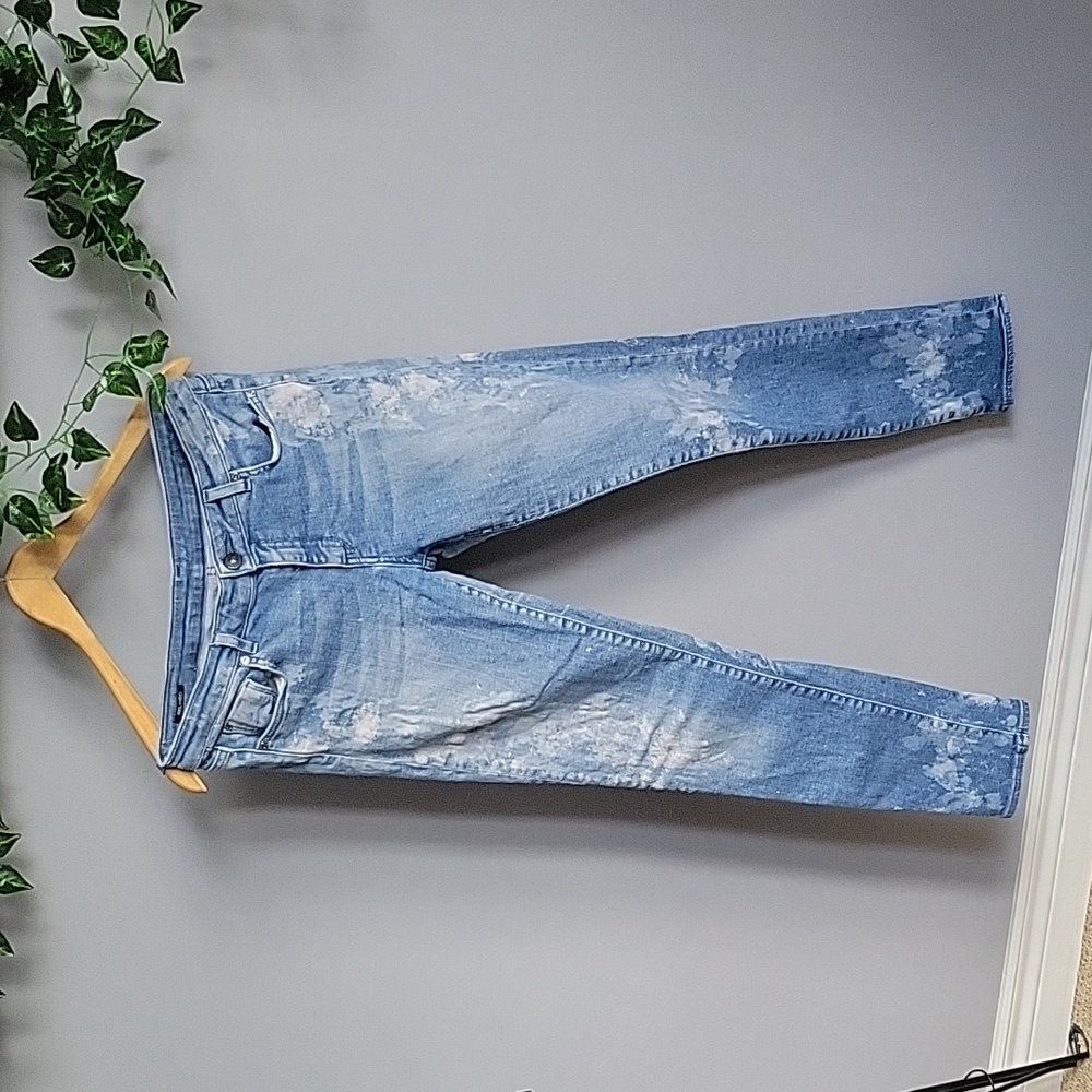 SuperTrash Bleach Splash Slim Crop denim